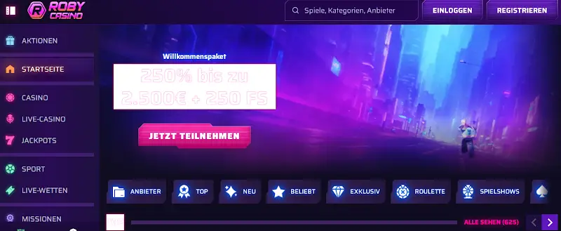 Roby Casino – Niedrige Einstiegshürde ab €10