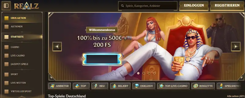 Realz – Über 8.000 Spiele und Sofortauszahlung